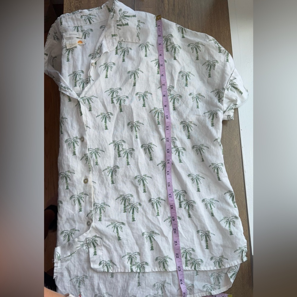 C & C California 100% Linen Palm Trees Button Down Collared Shirt Size XL - Picture 5 of 5